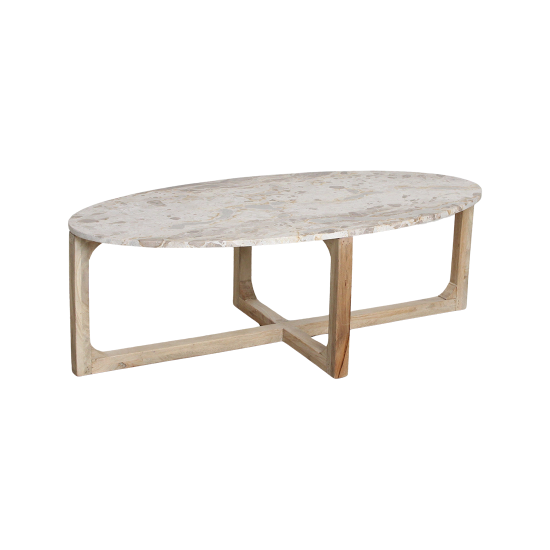 Oval Marble Coffee Table Cream Raw Materials