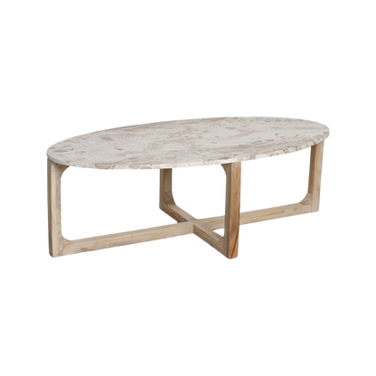 Oval Marble Coffee Table Cream Raw Materials