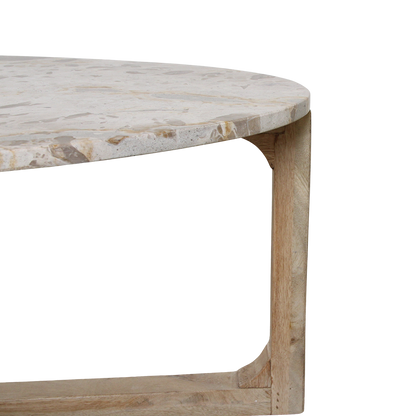 Oval Marble Coffee Table Cream Raw Materials