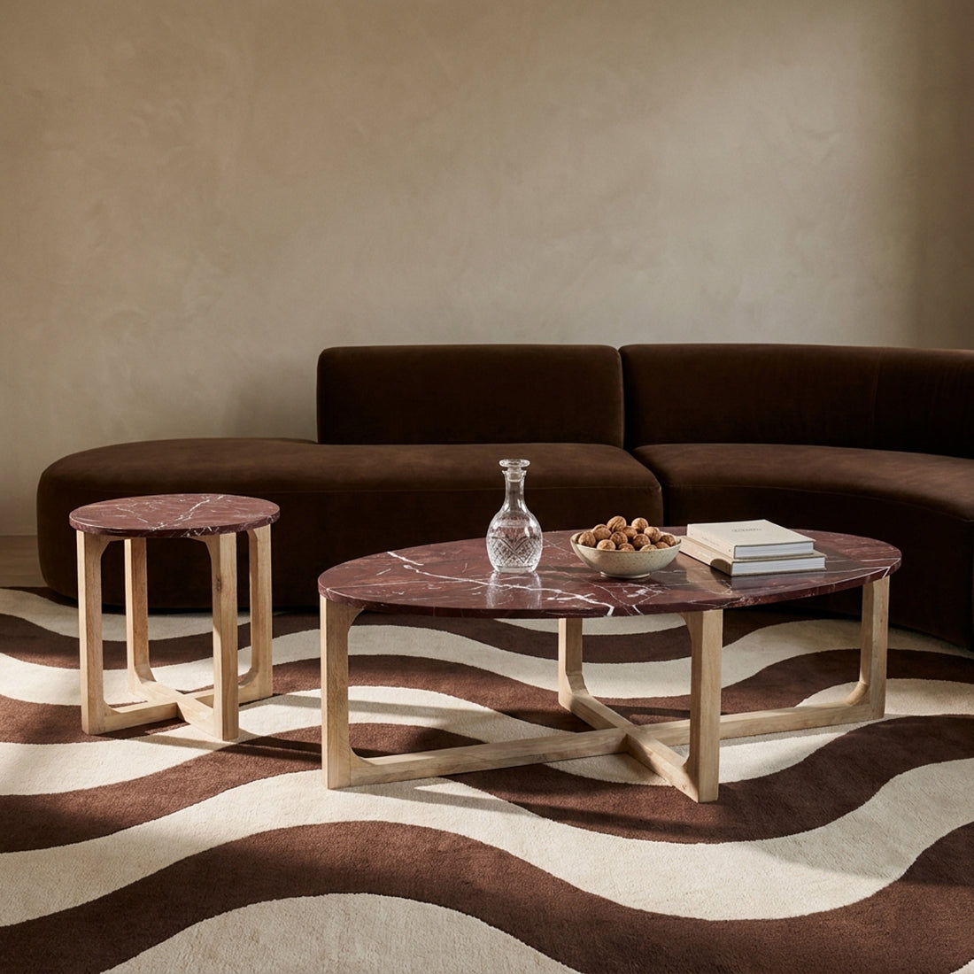 Oval Marble Coffee Table ‘Cherry’ Raw Materials