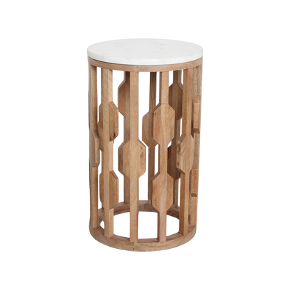 Marble Side Table Atjeh White Ø40x50cm Raw Materials