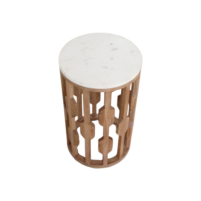 Marble Side Table Atjeh White Ø40x50cm Raw Materials