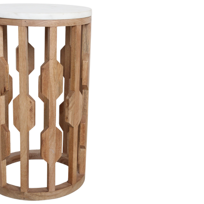 Marble Side Table Atjeh White Ø40x50cm Raw Materials