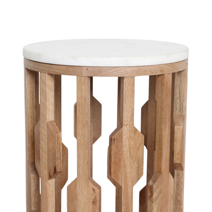 Marble Side Table Atjeh White Ø40x50cm Raw Materials
