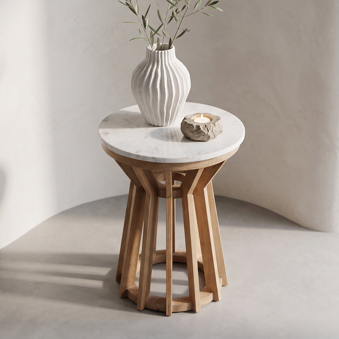 Side table Sarawak Marble White Raw Materials