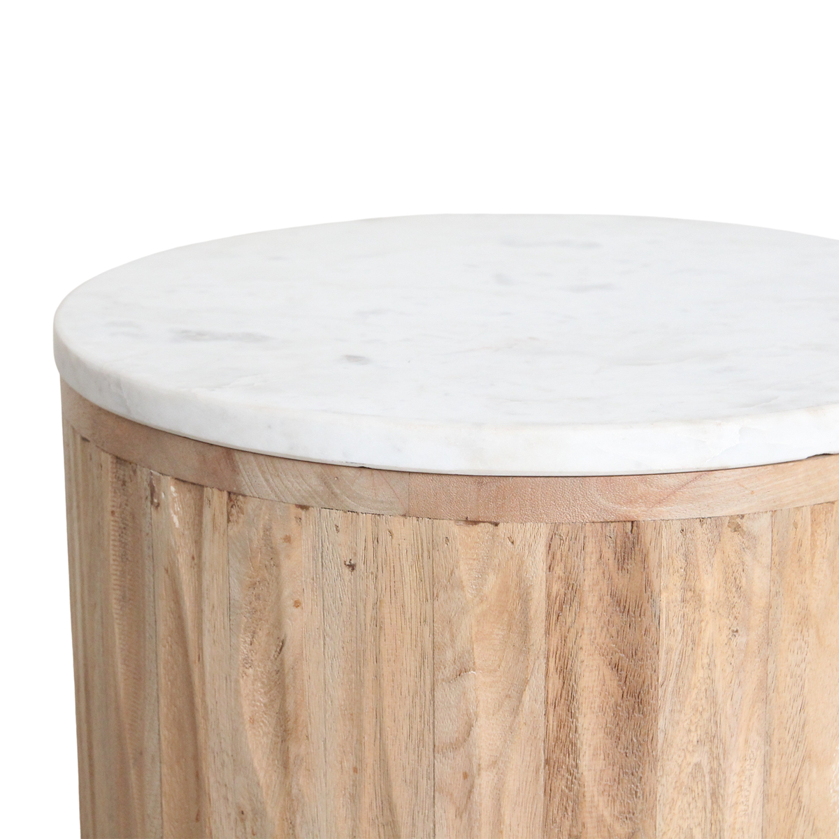 Round Side Table Malakka White Marble Raw Materials