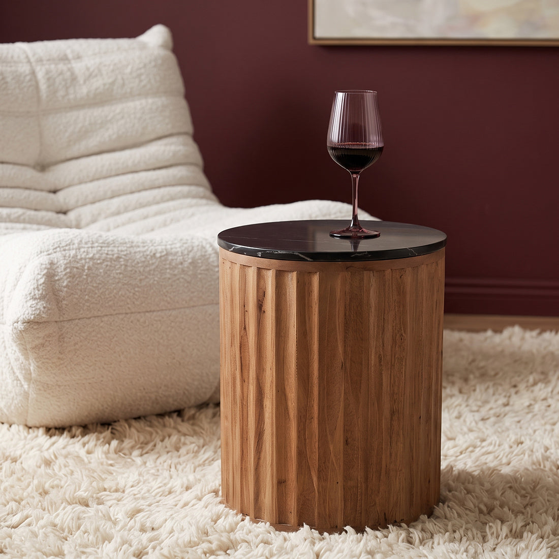 Round Side Table Langkawi Black Marble Raw Materials