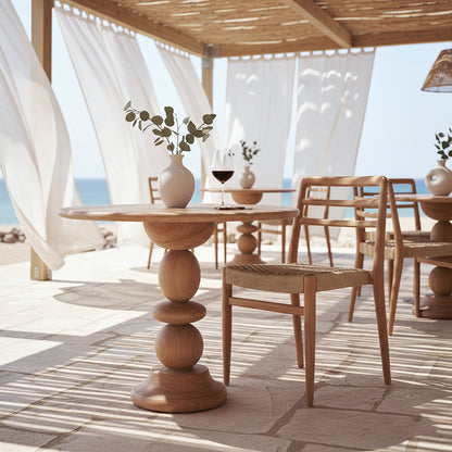 Outdoor Bistro Table Tao Teak Wood Ø69cm Raw Materials