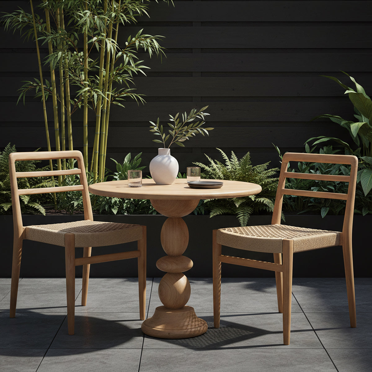 Outdoor Bistro Table Tao Teak Wood Ø69cm Raw Materials