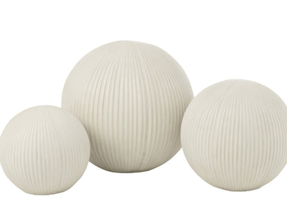 Bal Deco Klei Wit Small 24.5x24.5x22.5cm - Buiten-divers - J-Line - livinglovely.nl