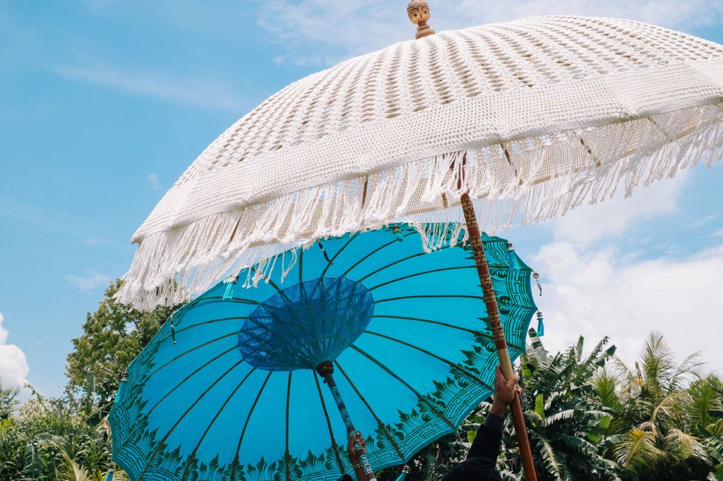 Bali Parasol - Blauw Half Zilver - 180cm - Parasol - Todo Bien - livinglovely.nl