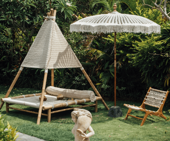 Bali Parasol - Macrame - Créme - 180cm - Parasol - Todo Bien - livinglovely.nl