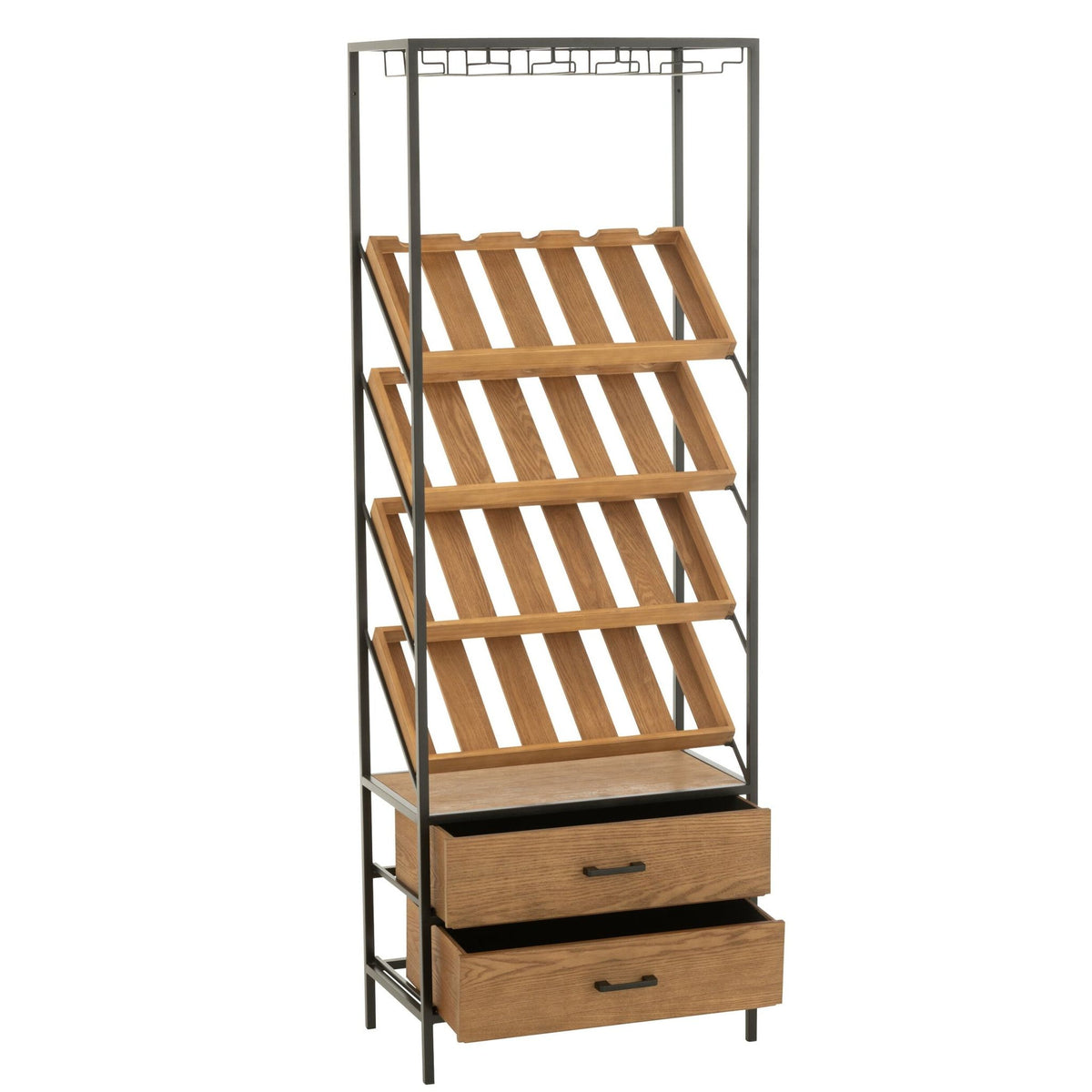 Wine Cabinet Natural/Black Wood Veneer Large J-Line