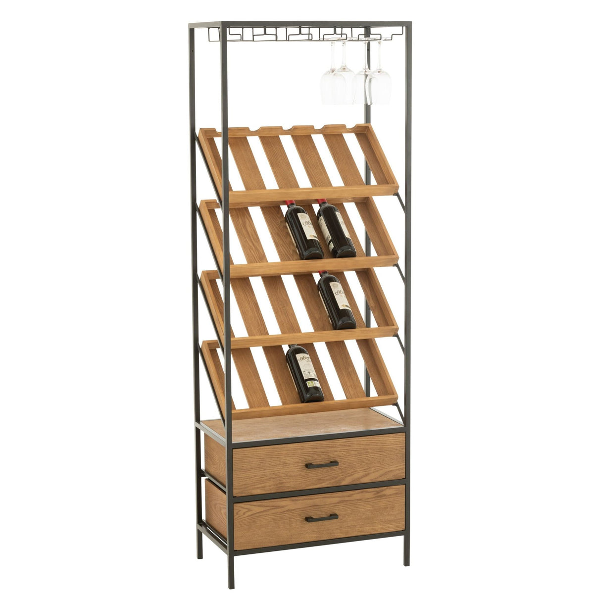 Wine Cabinet Natural/Black Wood Veneer Large J-Line