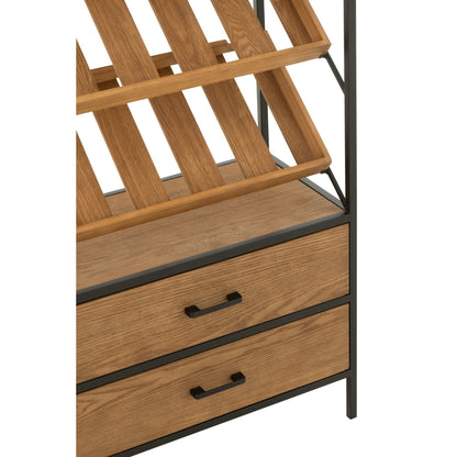 Wine Cabinet Natural/Black Wood Veneer Large J-Line