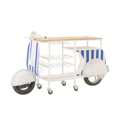 Bar stool Retro Scooter Striped Iron Blue/White J-Line