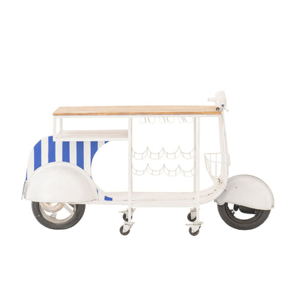 Bar stool Retro Scooter Striped Iron Blue/White J-Line
