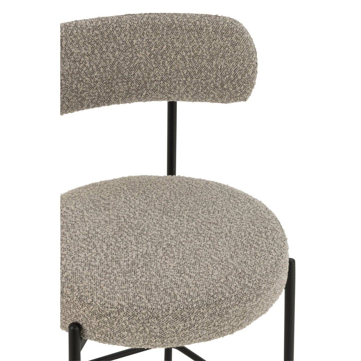 Bar Stool Boucle Plywood/Polyester Grey/Black J-Line