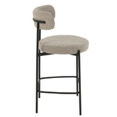 Barstoel Boucle Multiplex/Polyester Grijs/Zwart - Barkruk - J-Line - livinglovely.nl