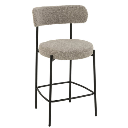 Bar Stool Boucle Plywood/Polyester Grey/Black J-Line