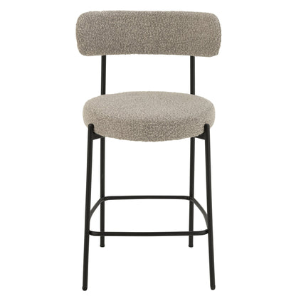 Bar Stool Boucle Plywood/Polyester Grey/Black J-Line