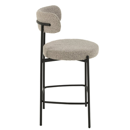 Bar Stool Boucle Plywood/Polyester Grey/Black J-Line