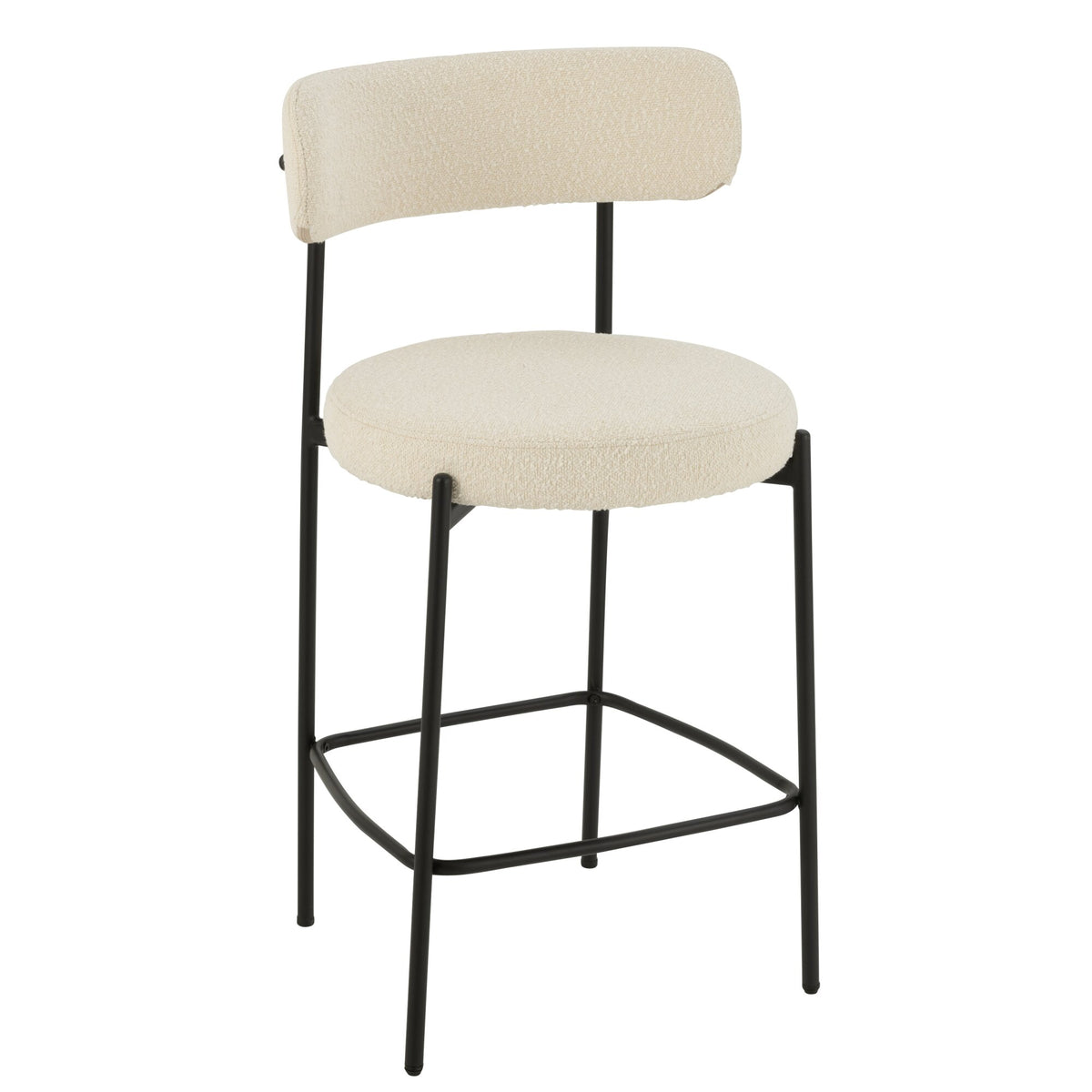 Bar Stool Boucle Multiplex/Polyester White/Black J-Line