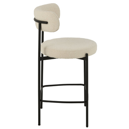 Bar Stool Boucle Multiplex/Polyester White/Black J-Line