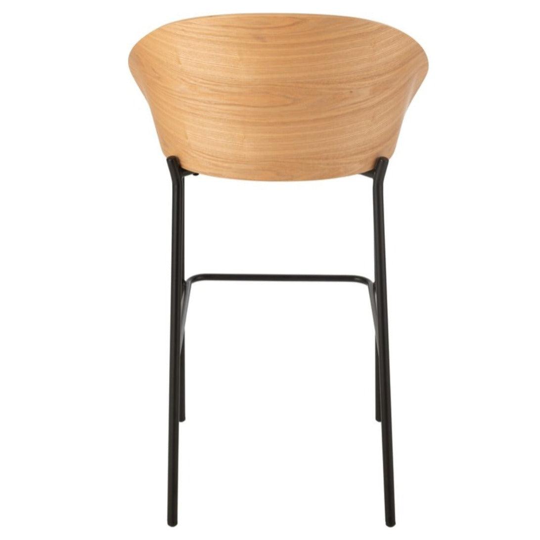Barstoel Lone Multiplex/Metaal Naturel/Beige - Barkruk - J-Line - livinglovely.nl