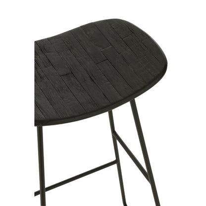 Bar stool Rectangular Recycled Teak Black Large J-Line