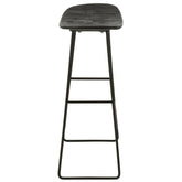 Barstoel Rechthoekig Gerecycleerd Teak Zwart Large - Barkruk - J-Line - livinglovely.nl