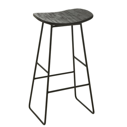 Bar stool Rectangular Recycled Teak Black Large J-Line