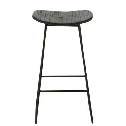 Bar stool Rectangular Recycled Teak Black Large J-Line