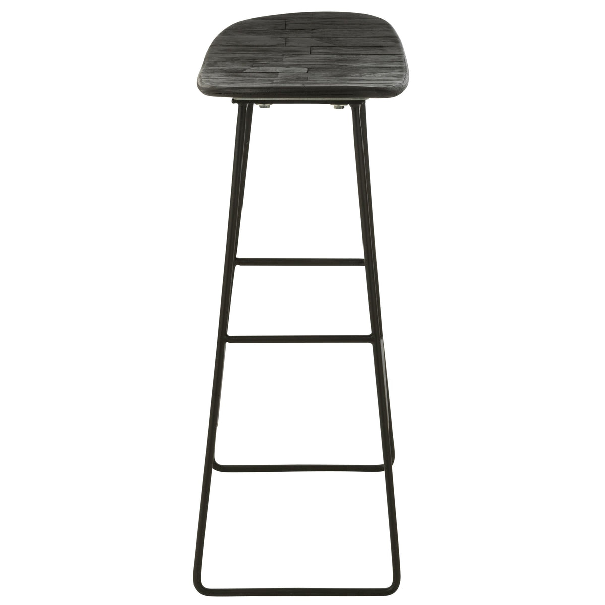 Bar stool Rectangular Recycled Teak Black Large J-Line