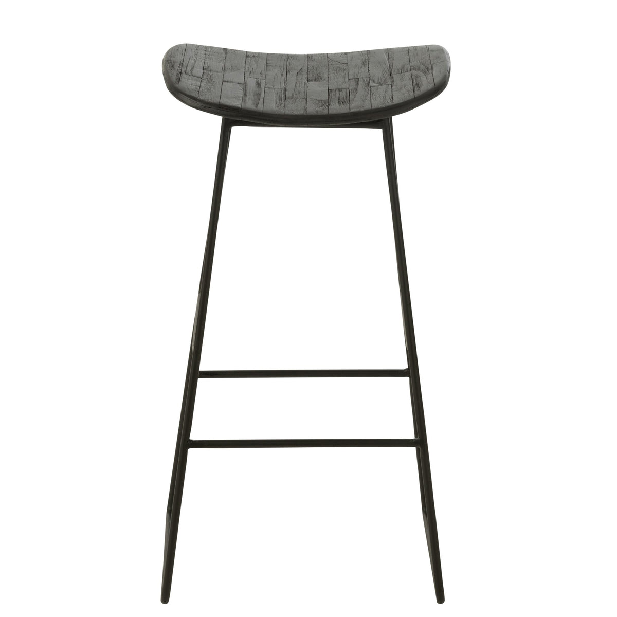Bar stool Rectangular Recycled Teak Black Large J-Line