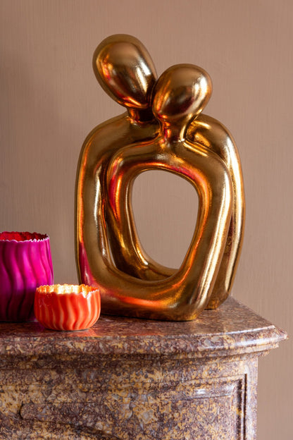 Embracing Couple Figurine Polyresin Gold J-Line