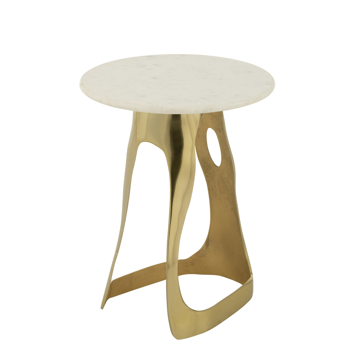 Bijzettafel Aluminium/Steen Goudkleurig/Wit Large J-Line