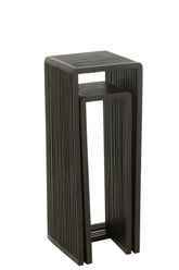 Bijzettafel kubus Gerecycleerd Teak Zwart Set van 2 - Zuil - J-Line - livinglovely.nl