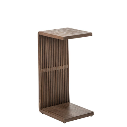 Side Table Slatted Recycled Wood Dark Brown J-Line