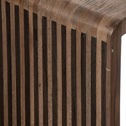 Side Table Slatted Recycled Wood Dark Brown J-Line