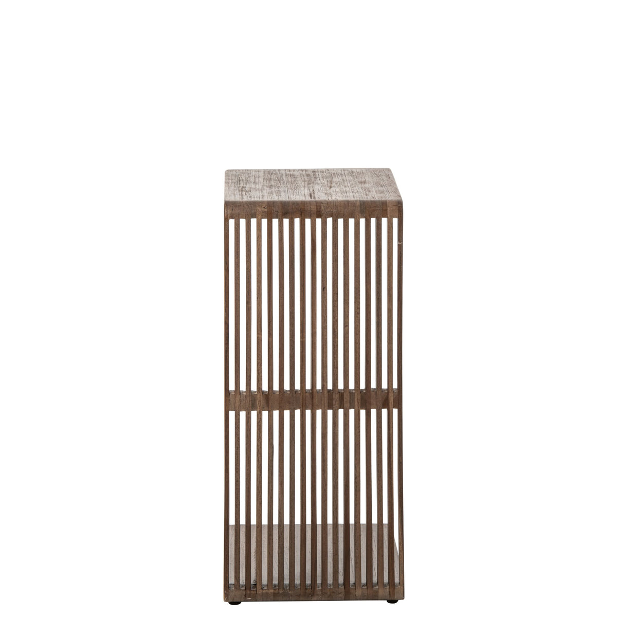 Side Table Slatted Recycled Wood Dark Brown J-Line