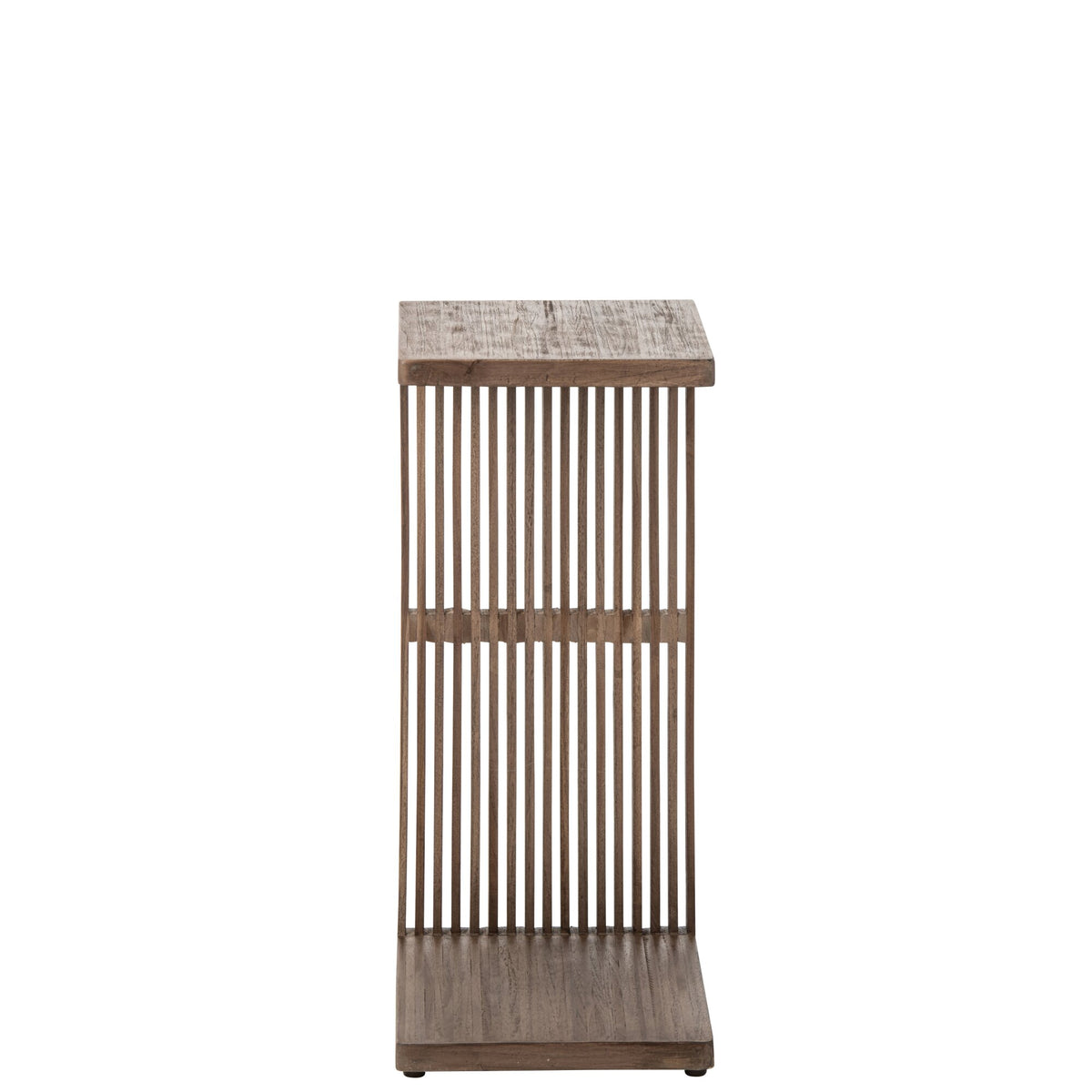 Side Table Slatted Recycled Wood Dark Brown J-Line