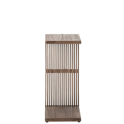 Side Table Slatted Recycled Wood Dark Brown J-Line