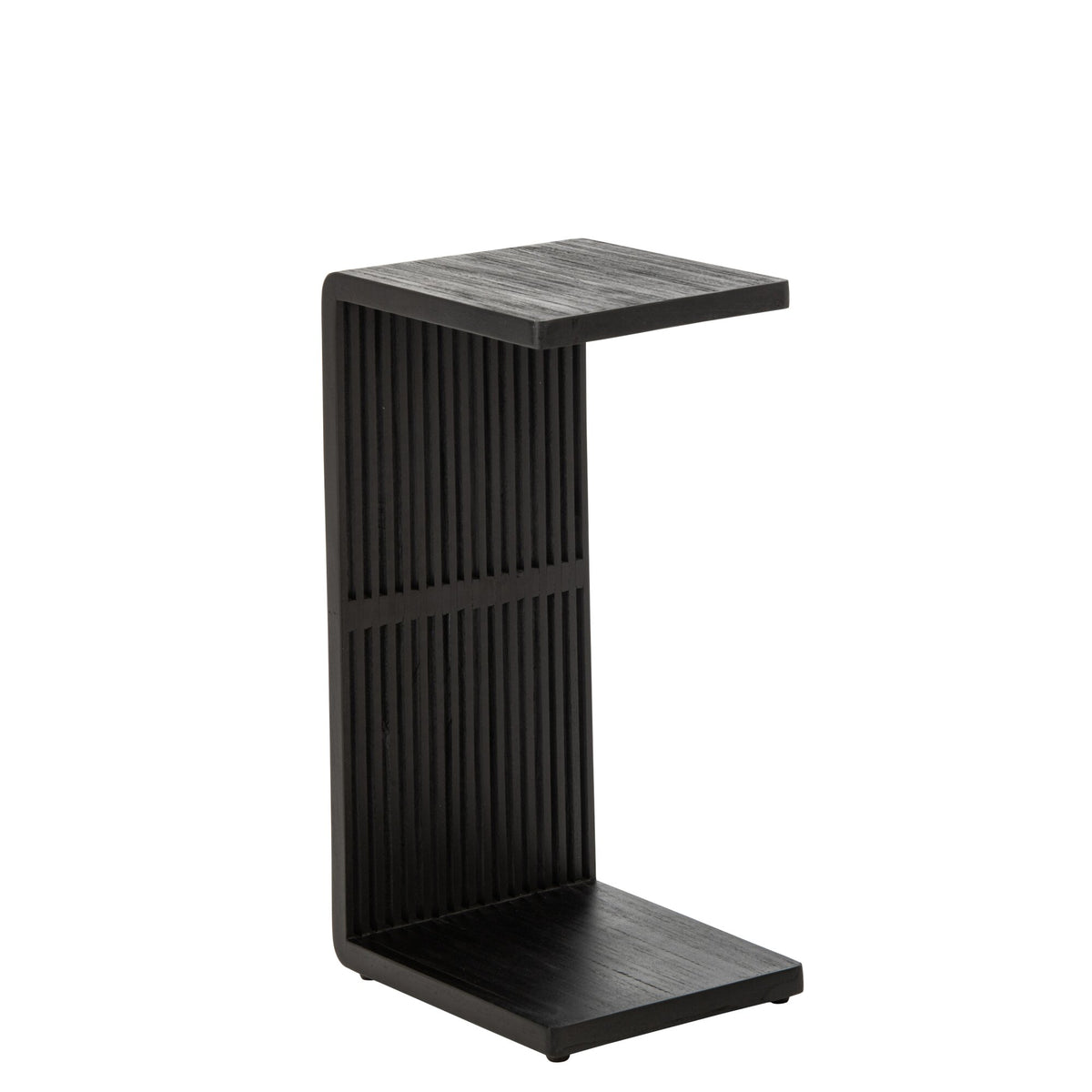 Side Table Slatted Recycled Wood Black J-Line