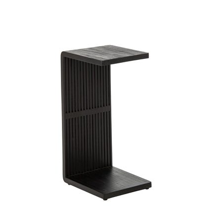 Side Table Slatted Recycled Wood Black J-Line