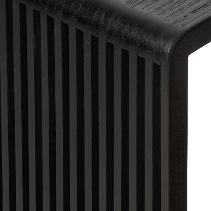 Side Table Slatted Recycled Wood Black J-Line