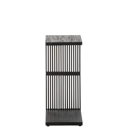 Side Table Slatted Recycled Wood Black J-Line