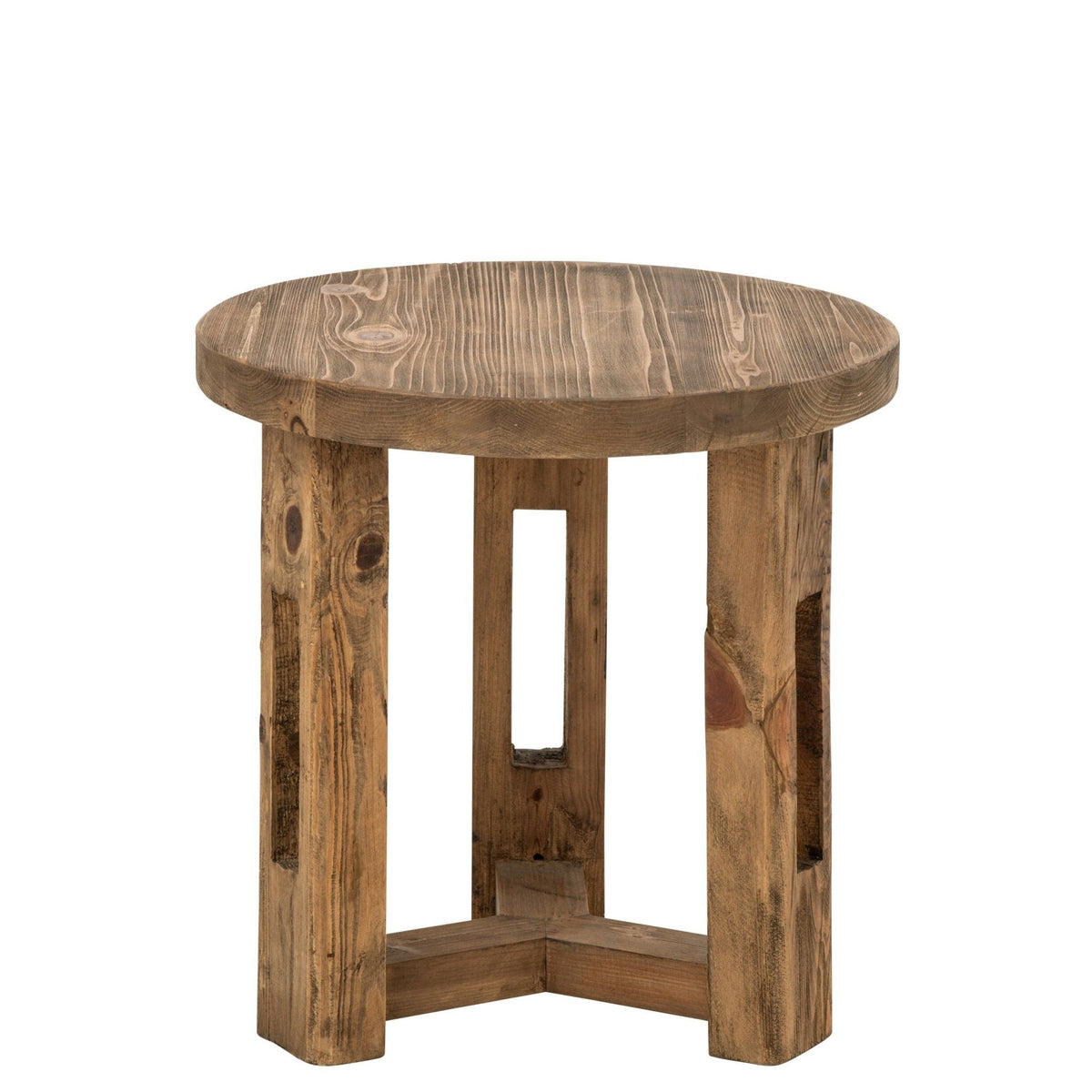 Side Table Round Recycled Wood Brown J-Line