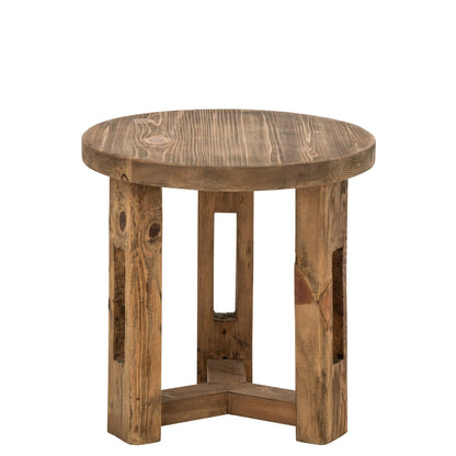 Side Table Round Recycled Wood Brown J-Line