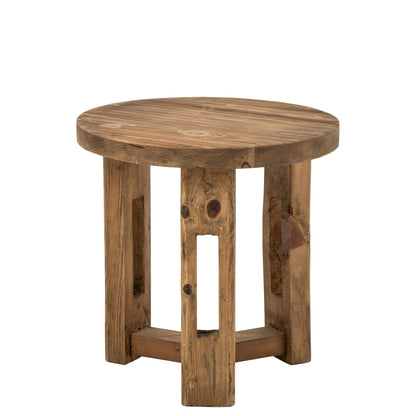 Side Table Round Recycled Wood Brown J-Line